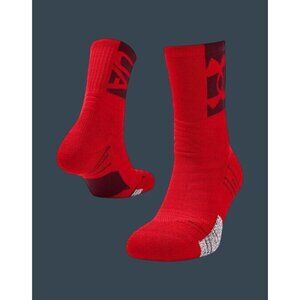 Under Armour Red Crew Socks Athletic Performance Compression Fit Size OS